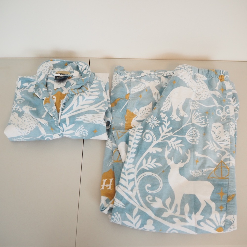 Pottery Barn‎ Teen x Harry Potter Flannel Pajama Set Sz Large Magical Damask